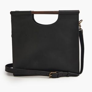 ABLE Frida wooden handle leather crossbody bag